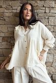 Annie Cushion Cotton Peter Pan Smock Blouse Panna Cotta